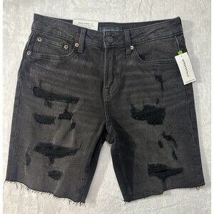AERO Distressed Denim Shorts Men’s 30W Black Washed Raw Hem 9” Inseam NWT